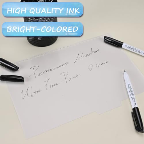 Permanent Markers, Ultra Fine Point, Black, 150 Count, 0.4mm, Fine tip permanent marker set, quick dry, waterproof, fading resists, durable, marks on paper, glass, ceramic, plastic, wood, rock, metal - size: 1 Count (Pack of 150)