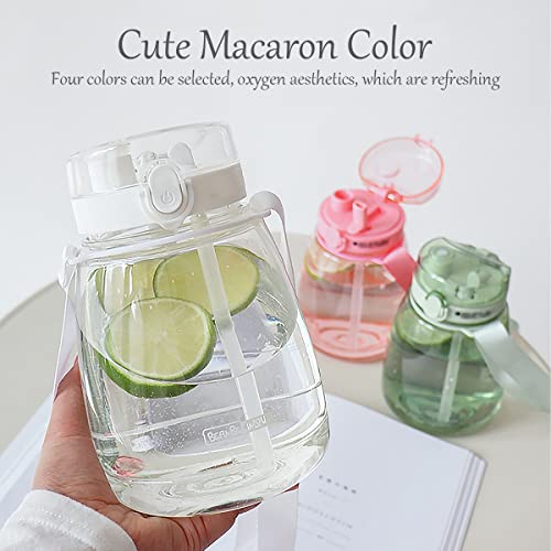 Clear Water Bottles with Straw 45oz Large Water Jug for Schools/Adults Aesthetic Girls Water Bottles for Gym/Sport/Motivational White Reusable Water Bottle - color: White