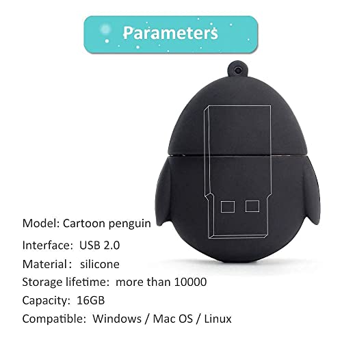 Cute USB Flash Drive Character Thumb Drive for Kids Students Gift Pendrive (16GB, Penguin) - color: Penguin, size: 16GB