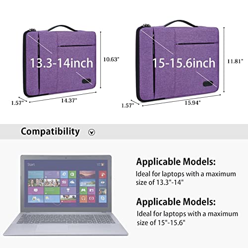 Laptop Sleeve Case 13.3-14 Inch Waterproof Durable 360 Protective Carrying Case Portable Handle Business Briefcase Compatible with MacBook Air/Pro HP ThinkPad Notebook Purple - color: Purple, size: 13.3-14 Inch