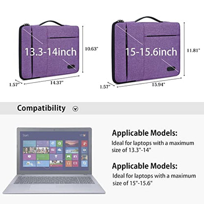 Laptop Sleeve Case 13.3-14 Inch Waterproof Durable 360 Protective Carrying Case Portable Handle Business Briefcase Compatible with MacBook Air/Pro HP ThinkPad Notebook Purple - color: Purple, size: 13.3-14 Inch