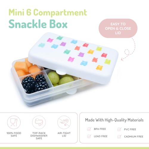 melii Snackle Box | 6-Compartment Divided Snack Container, BPA-Free Food Storage with Removable Dividers for School, Travel & On-the-Go Snacking (Gummy Bears) - color: Gummy Bears
