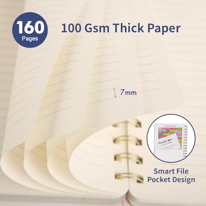 Spiral Notebook-5.75" x 8.125" College Ruled Journal with Inner Pockets and 160 Pages,PU Leather Cover Business Journal, Twin-Wire Binding Notebook Perfect for Office & Home School Supplies Navy Blue - color: 006-Navy Blue-1pack, size: A5-160 pages