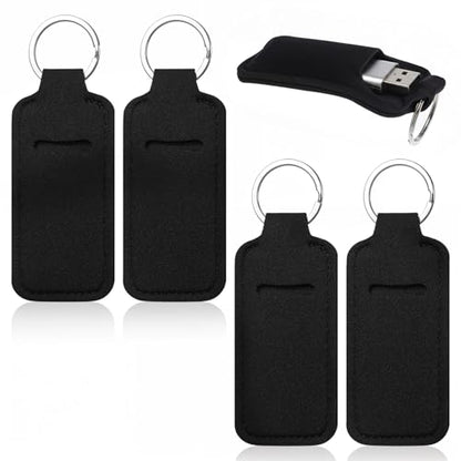 4PCS Anti Lost Thumb Flash Drive Holder with Keychain, USB Flash Drive Case, Small Portable Leather USB Storage Case Travel Protective Cover Carrying Cases for Usbs Flashs Drives Easy Storage