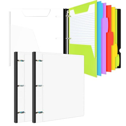 INFUN All-in-one Telescoping Binder Notebook-2PCS, Refillable 3 Ring Notebook Binder with 1 Plastic Movable Pocket Folder,5 Plastic Subject dividers and Graph Paper and College Ruled Paper-White - color: White, size: 2 PCS