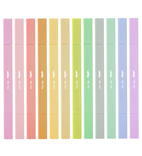 Mr. Pen- Dual Tip Aesthetic Highlighters, 12 pcs, Chisel & Fine Tip | Cute Highlighters Assorted Colors for Journaling, Highlighting, Underlining, Fast Dry, Back to School Supplies - color: Pastel, size: 12 Pack