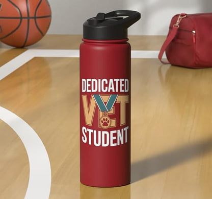 Dedicated Vet Student Veterinary School Stainless Steel Insulated Water Bottle - color: Red