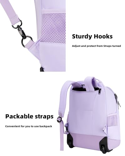 MATEIN Rolling Backpack for Women, 17 Inch Laptop Backpacks with Wheels | Backpack with Wheels, 17 inch Laptop Backpack, 36 L Main Compartment, Breathable Adjustable Straps, Rolling Travel Bag - color: Purple, size: 17-inch