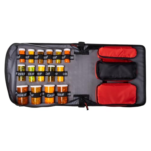 Med Manager Medicine Organizer and Binder, Removable Pouches, Detachable 5-Tab Expanding File Folder, Holds (15) Pill Bottles - (11) Standard Size and (4) Large Bottles, Red, 13 x 13 x 4.5 inches - color: Red