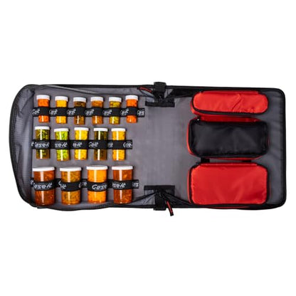 Med Manager Medicine Organizer and Binder, Removable Pouches, Detachable 5-Tab Expanding File Folder, Holds (15) Pill Bottles - (11) Standard Size and (4) Large Bottles, Red, 13 x 13 x 4.5 inches - color: Red