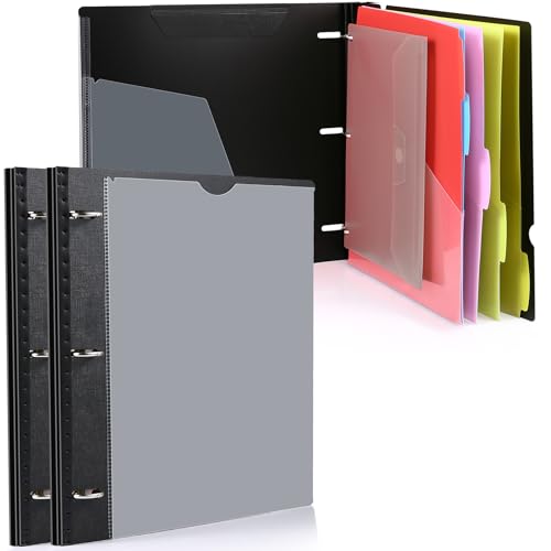WOT I Telescoping Project Organizer 2-Pack, Refillable 3 Ring Binder with Dividers and Pockets, 13 Pocket Folders, 1 Inch 3 Rings, Black - color: Black, size: 2 Pack