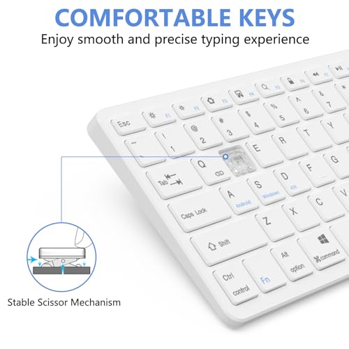 MMK Bluetooth Keyboard, Tablet Keyboard Compatible iPad 11th Generation,iPad 10th/9th/8th & Air 5th/4th, iPda Pro 13/12.9/11-Inch and Air 13/11-Inch Models and More Bluetooth-Enabled Devices-White - color: White