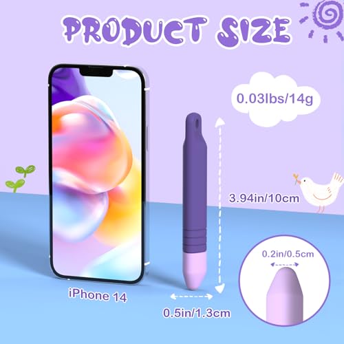 Kid-Friendly Stylus Pens for Touch Screens with Tethers - Mixoo Anti-Rolling Tablet Stylus 2 Pack for Kids, Compatible with iPad, iPhone, Tablets, Kindle and All Touch Screen Devices (Blue+Purple)