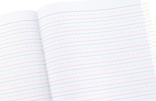 K-2 Primary Composition Full-Page ½” Ruled, 7.5”x9.75” 100 Eco Sheets | Practice Tracing Letters Add-On, Responsibly Sourced Paper, Sturdy Cardstock Covers – No Plastic Used, 4-Pack