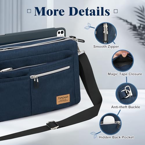 TiMOVO 9-11" Anti-Theft Tablet Sleeve with Strap for iPad, Indigo | Anti-Theft Design Tablet Bag with Shoulder Strap, Fits iPad 10.9"/10.2", Air 11/5th/4th Gen 10.9", Galaxy Tab A9+ 11" - color: Indigo