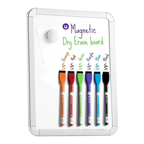 Kedudes Magnetic 8.5’’ x 11’’ Small Dry Erase Whiteboard - Includes 6 Magnetic Dry Erase Markers, Assorted Colors - Small Board for Fridge, Locker, Office, Classroom, Dorm Room - size: 8.5" x 11" with 6 Markers