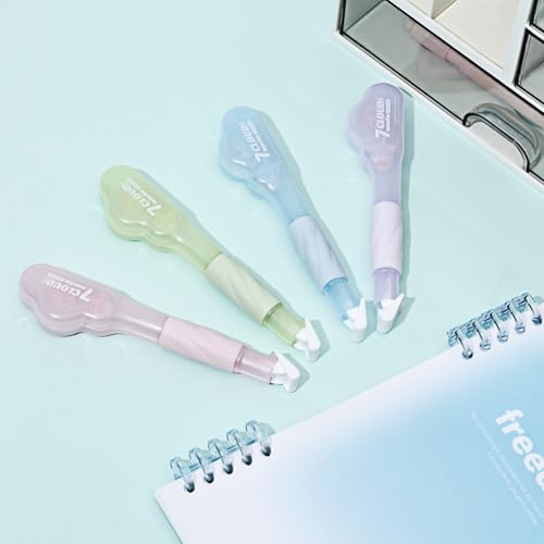Temiary 4 Pack Correction Tape Pen, 0.27 in x 78.7 Ft White Smooth Pull Out Tape Pens for Writing, Tear Resistant Easy to Use Applicator for Instant Corrections School Office Supplies (Morandi)