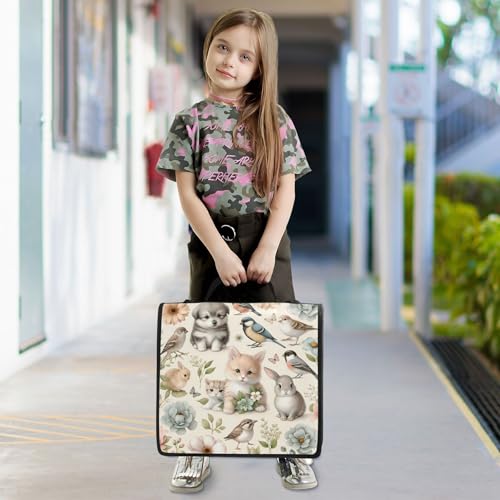 Kigai Cute Animals 3 Ring Zipper Binder with Handle & Shoulder Strap Expanding File Multiple Pockets Binder Organizer
