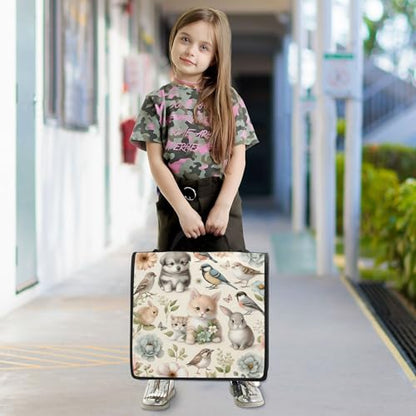 Kigai Cute Animals 3 Ring Zipper Binder with Handle & Shoulder Strap Expanding File Multiple Pockets Binder Organizer