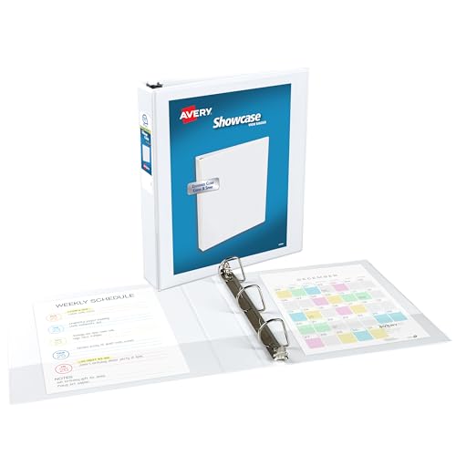 Avery Showcase Standard View 3 Ring Binder, 1.5" Slant Rings, 375-Sheet Capacity, 2.1 Inch Wide Spine,1 White Binder, Ideal for Lightweight Organization and Occasional Referencing (19651) (Pack of 2) - size: 1.5" (Pack of 2)