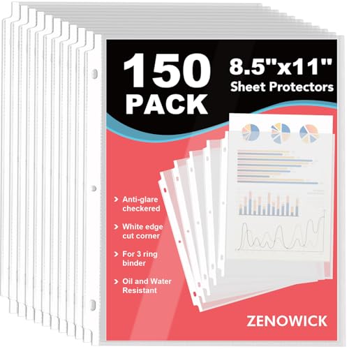 150 Pack Sheet Protectors 8.5 x 11 inch Clear Page Protectors for 3 Ring Binder Heavy Duty, Plastic Sleeves for Papers, Document - size: 150Pack