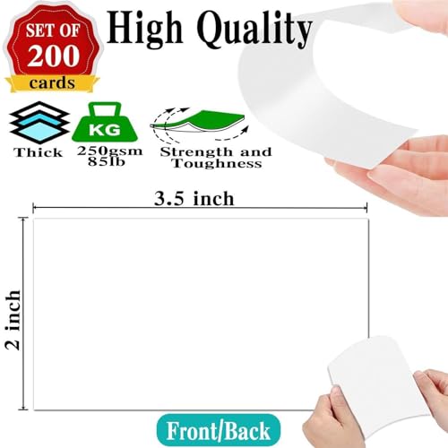 8.9cm(3.5인치) 빈 화이트 명함 200개 세트 - 작은 일반 흰색 카드 - 명함 만들기, 감사 포장 인서트, 선물 선물 태그, 종이 공예 - 스탬프, 쓰기, 그리기, DIY 카드 만들기 - color: 화이트., size: 2 x 3.5-200PCS