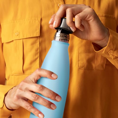 Mont-Clair Stainless Steel Water Bottle, Vacuum insulated - BPA Free, 12h Hot & 24h Cold Drinks, Metal Water Bottle 17 oz Leakproof, Ideal for Adult, Kids, Running - Pastel Blue - color: Pastel Blue, style: 17 Ounces