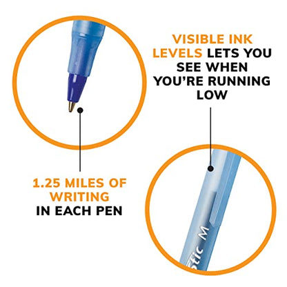 BIC Round Stic Xtra Life Ballpoint Pen with 1.0 mm Medium Point and Consistent Ink Flow in Blue Ink, 60 Count (Pack of 2) - color: Blue, size: 60 Count (Pack of 2)