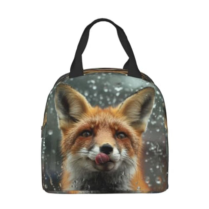 Funny 3d Fox Lunch Box Insulated Meal Bag Lunch Bag Reusable Snack Bag Food Container For Boys Girls Men Women School Work Travel Picnic - color: Funny Fox
