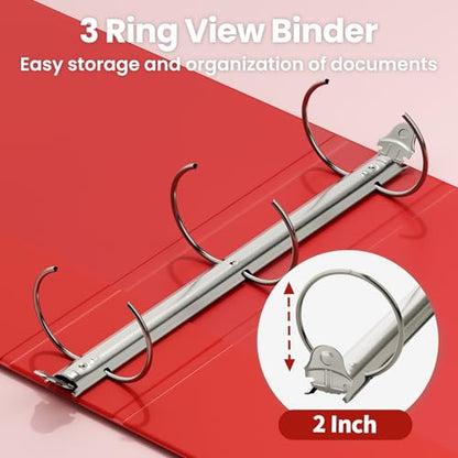 SUNEE 5.1cm(2인치) 바인더 3링 6팩, 클리어 뷰 3링 5.1cm(2인치) 바인더, PVC 프리, 학교 또는 사무용품용, 클래식 6가지 색상 - color: 클래식 모음, size: 2인치