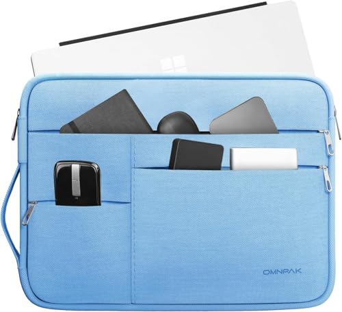 Omnpak Surface Pro 11 Case,13 inch Laptop Sleeve for Surface Pro 12/11/10/9/8/X/7/6/5/4/3 with Multi-Pocket and Side Handle Strap,Water-Resistant Laptop Carrying Bag - color: Sapphire, size: For Surface Pro 11/12/10/9/8/7/6