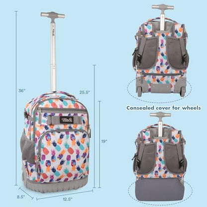 Tilami Rolling Backpack for Kids 18 inch Boys and Girls Laptop Backpack,Pine apples - color: Pine Apples
