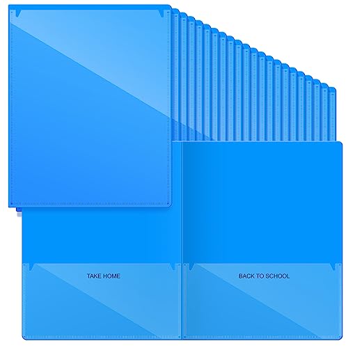 Henoyso 100 Pcs Folders Take Home Heavy Duty 2 Pocket Homework Folder for Students Parent Teacher Communication, 11.8 x 9.45 Inch(Blue) - color: Blue