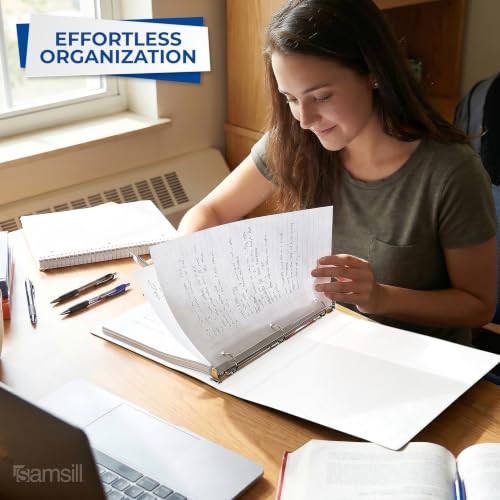 Samsill 1.5 Inch 3 Ring Binders, Economy Round Ring, Clear View Cover, 325 Sheet Capacity - for School, Home, Office - White, 6 Pack - color: White, size: 6-Pack, style: 1.5-Inch