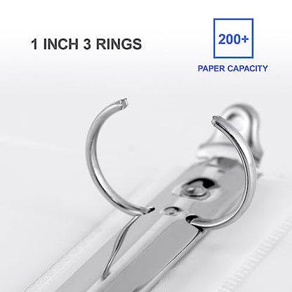 ViVin 1 Inch Binders 3 Ring, Sturdy 3 Ring Binder, 24 Pack Bulk, White | PVC-Free, Fits 200 Sheets of 8.5'' x 11'' Paper, Clear View Cover, 2 Interior Pockets, Office Home School Use - color: White, size: 1 Inch, style: 24 Pack