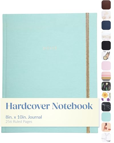 WORLD TRAVELER Large Lined Journal Notebook 256 Ruled White & Ivory Pages | Lay-Flat Binding, Gilded Page Edges Resist Wear, Reinforced Square Corners, Bleed-Resistant Smooth Paper - color: Bookcloth Notes
