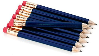 Half Pencils with Eraser - Golf, Pew, Short, Mini - Hexagon, Sharpened, Non Toxic, #2 Pencil, Color - Navy Blue, (Box of 36) Golf Pocket Pencils ™