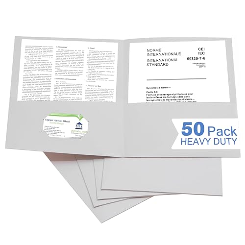 Zzrywuty 50 Packs White Two Pocket File Folders with Business Card Slot,Special Paper,Letter Size,Holds 100 Sheets for School,Office,Business - color: White-50pcs