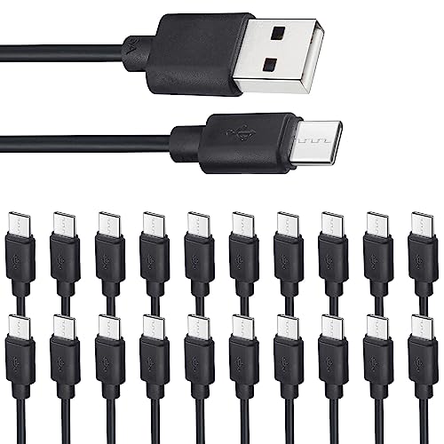Smays USB C Cable Bulk 20-Pack, Type C Charger Cord 6ft Multipack Black - color: Black, size: 6 Feet