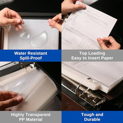 Performore 50-Pack Clear Sheet Protectors | 8.5 x 11 Inch Heavy Duty Plastic Sleeves | Top Loading Reinforced Hole Page Protectors | Archival Acid-Free Non-Glare for 3 Ring Binders Documents Photos - size: 50 Pack