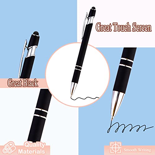 PASISIBICK 12-Piece Black Ballpoint Pen with Stylus Tip, 2 in 1 Stylish Metal Touch Screen Pen - Black Ink, 1.0 mm Medium Point - 5.5 x 0.4 inch / 14 x 1 cm - color: 12 Pcs Black Stylus Pens