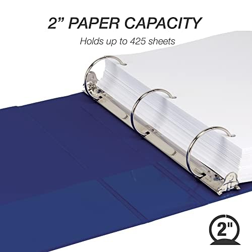 Samsill 2 Inch Document Storage Binder, 100% Recycled Chipboard, Round Ring, 3 Ring Binder, 12 Pack, Navy - color: Navy, size: 2 Inch, style: 12-Pack