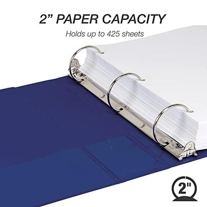 Samsill 2 Inch Document Storage Binder, 100% Recycled Chipboard, Round Ring, 3 Ring Binder, 12 Pack, Navy - color: Navy, size: 2 Inch, style: 12-Pack