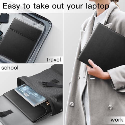 JETech Slim Laptop Sleeve for MacBook Neo (A18 Pro), MacBook Air 13-Inch (M2/M3/M4/M5) 2022-2026, MacBook Pro 13-Inch (M1/M2) 2016-2022, PU Leather Case (Black) - color: Black, size: 13-Inch