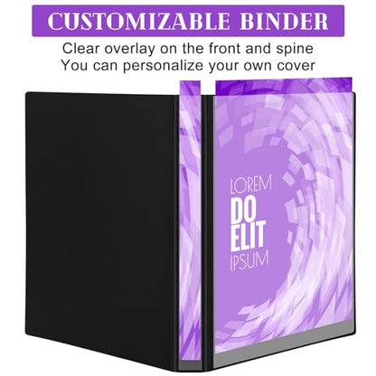 Fulmoon 24 Pcs 3 Ring Plastic Binders Bulk with 2 Pockets Flexible Binder with Transparent View Cover Plastic Binder for Home Office(1 Inch,Black) - color: Black, size: 1 Inch