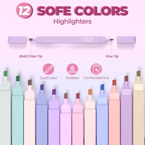 Nicpro Aesthetic School Supplies, 55PCS Pastel Highlighters & Gel Pens Set | All In One, Highlighters, Gel Pens with Refills, Mechanical Pencils, Organized Case, Back to School Essentials for Girls