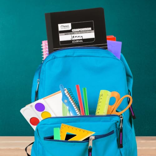 Mead Composition Notebook, Wide Ruled Paper, 9-3/4" x 7-1/2", 100 Sheets per Comp Book, Black/White (09920)