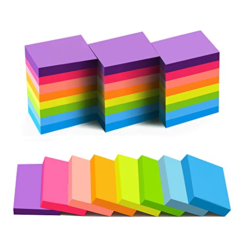 (24 Pads) Sticky Notes 1.5x2 in, 8 Colors Post Self Sticky Notes Pad Its, Bright Post Stickies Colorful Sticky Notes for Office, Home, School, Meeting, 75 Sheets/pad - size: 1.5x2 inch