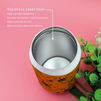 T&H XHome Halloween 14oz Stainless Steel Tumbler with Lid & Straw-Double Wall Vacuum Insulated Travel Mug Pumpkin Haunted Castle Bats Orange Water Bottle Coffee Beverage Drinks Cup - size: 14 Ounces