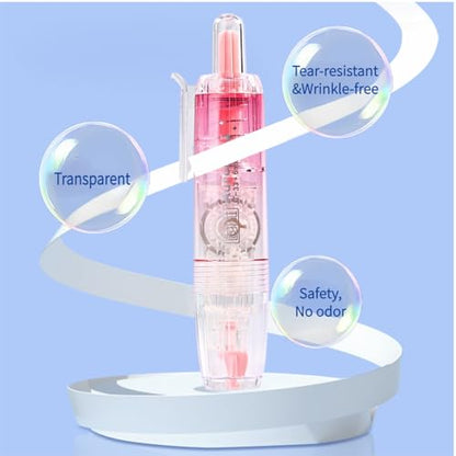 Refillable Correction Tape, 157 ft Total – 2 Pre-Filled Dispensers + 6 Snap-In Refills, School & Office Supplies, Pink & Blue - color: Pink+Blue